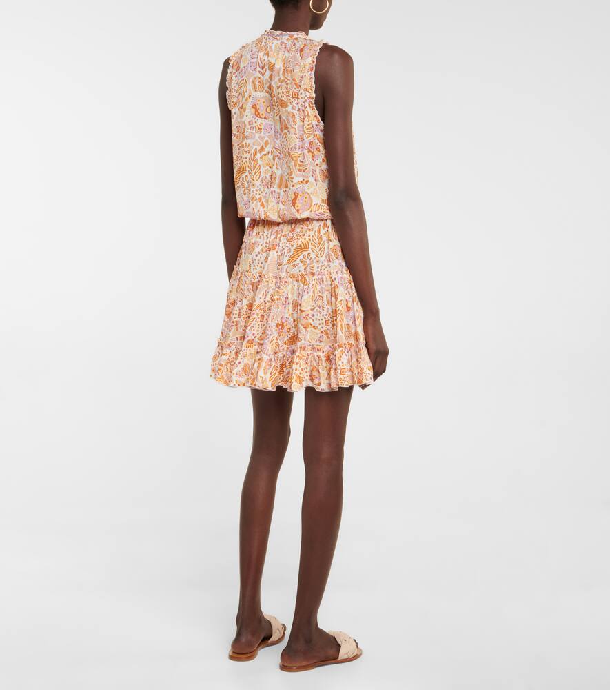 Poupette St Barth Clara Printed Minidress In Orange Chagal