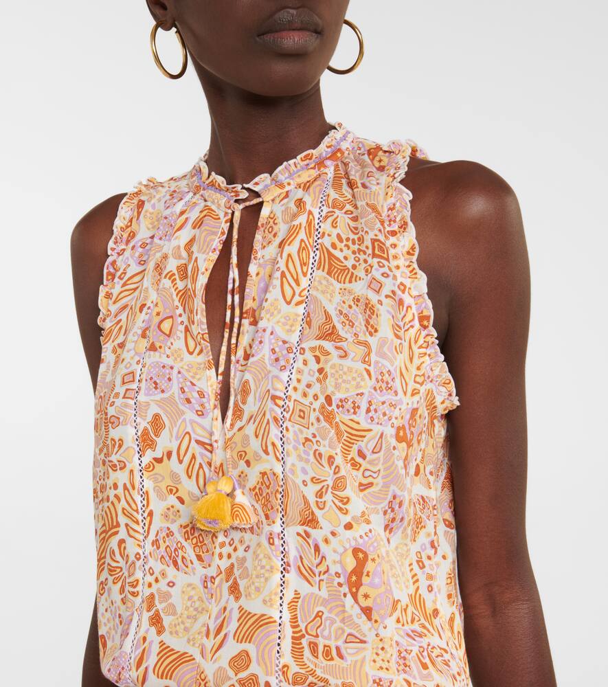 Poupette St Barth Clara Printed Minidress In Orange Chagal