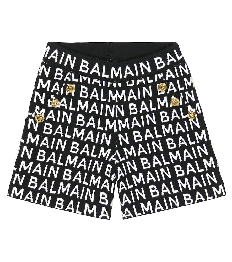 Balmain Kids Logo jacquard cotton shorts