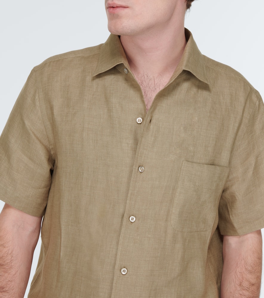 Shop Loro Piana André Linen Bowling Shirt In Juta