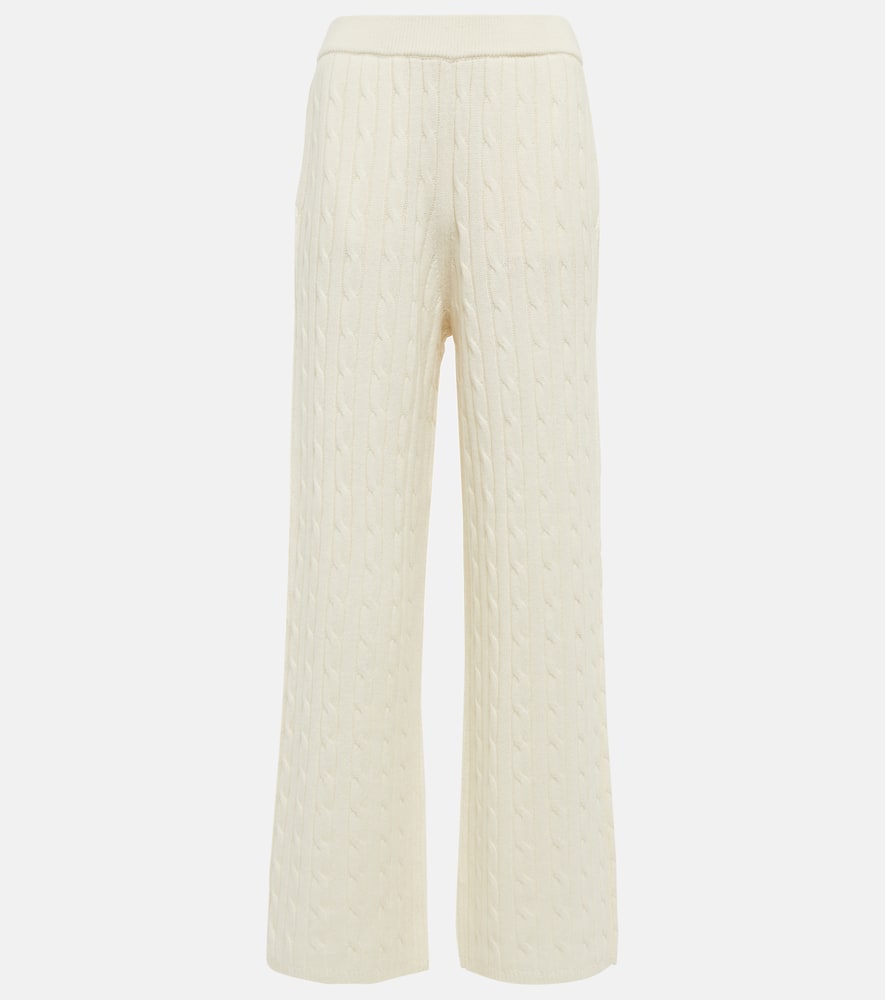 Cable-knit wool and cashmere pants
