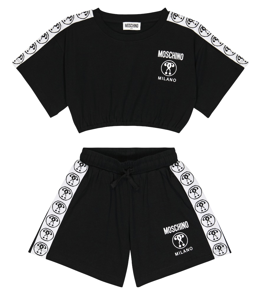 Moschino Kids' Cotton-blend Jersey T-shirt And Shorts Set In Black