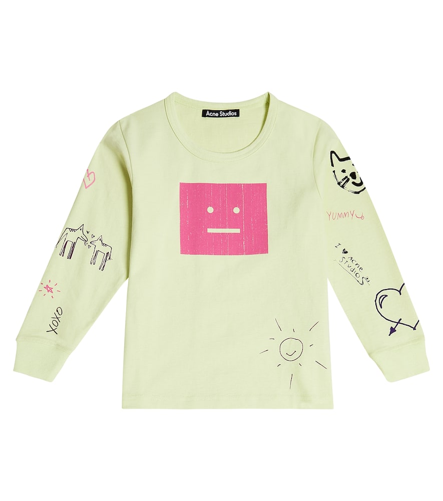 Acne Studios Printed Cotton Top In Yellow