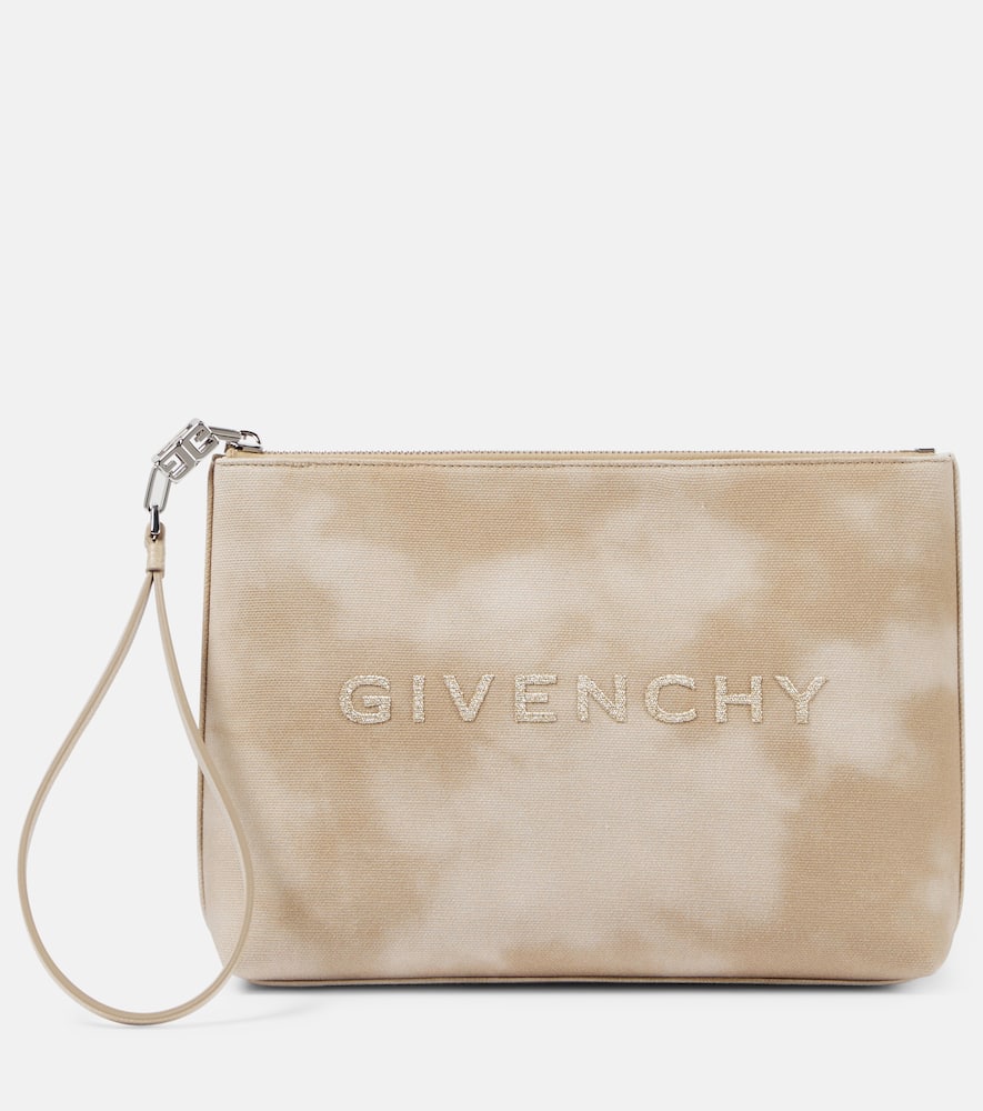 Givenchy Logo Tie-dye Cotton Pouch In Dusty Gold