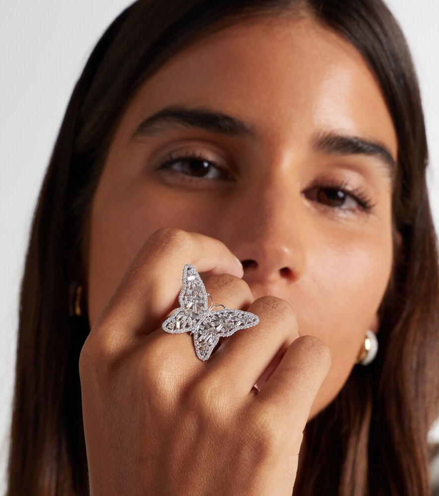 Suzanne Kalan Bold Butterfly Medium 18kt white gold ring with diamonds