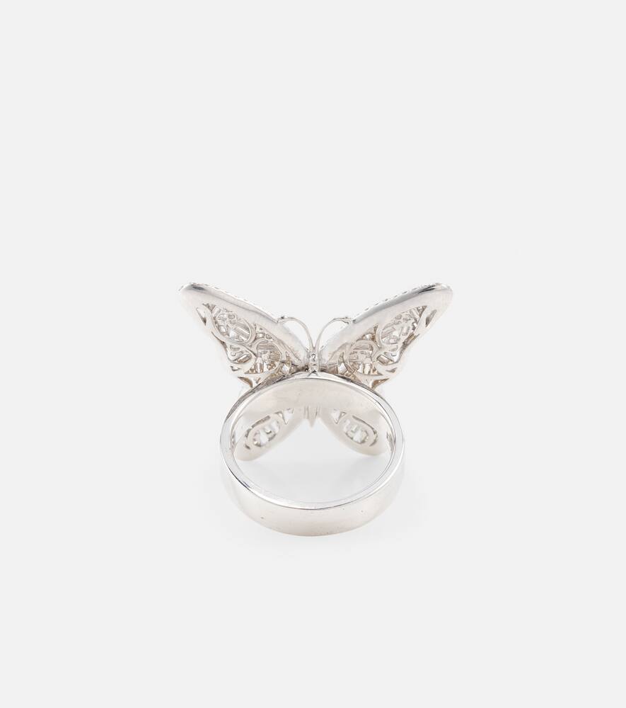 Shop Suzanne Kalan Fireworks Butterfly 18kt White Gold Ring With Diamonds In Silver