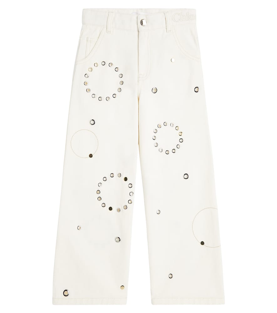 Shop Chloé Studded Straight Jeans In White