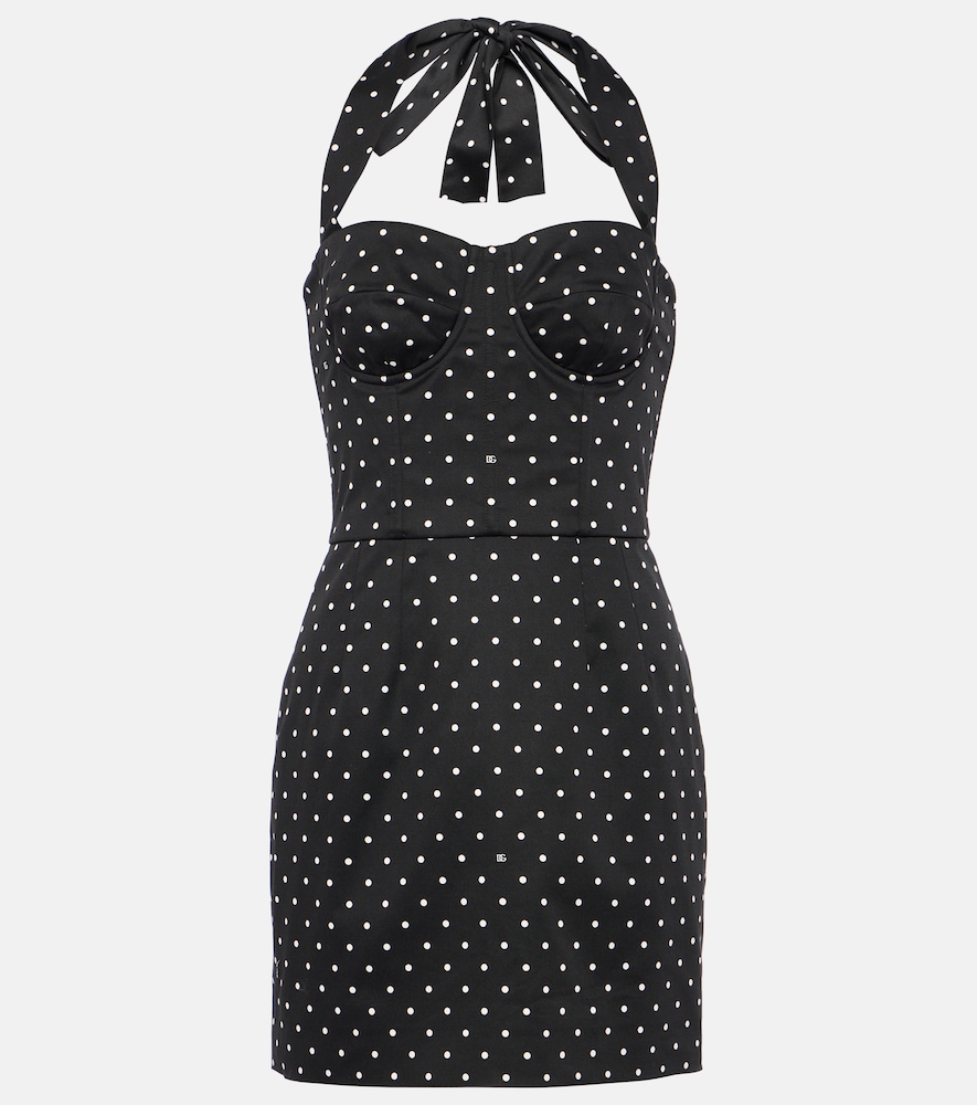 dolcegabbana printed polka dot cotton blend drill halterneck mini dress Dolce&Gabbana Black Polka Dot Minidress Dolce & Gabbana