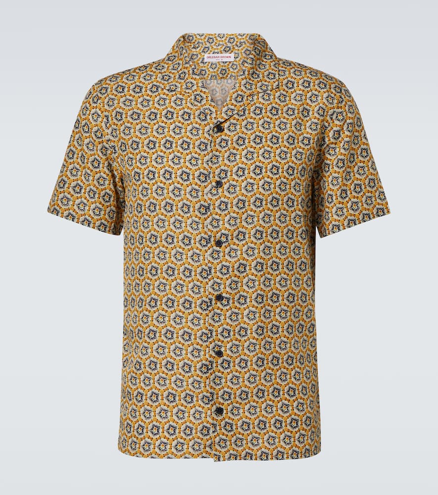 Orlebar Brown Men's Hibbert Rose Print Camp Shirt In Yellow