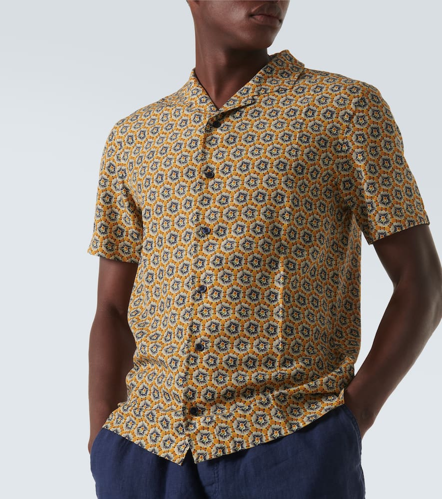 Orlebar Brown Men's Hibbert Rose Print Camp Shirt In Yellow