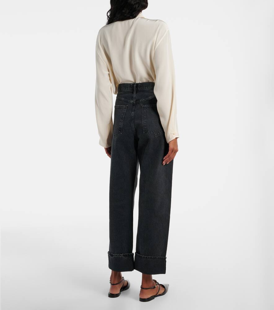 Agolde Fran Low Slung Straight Jeans In Black