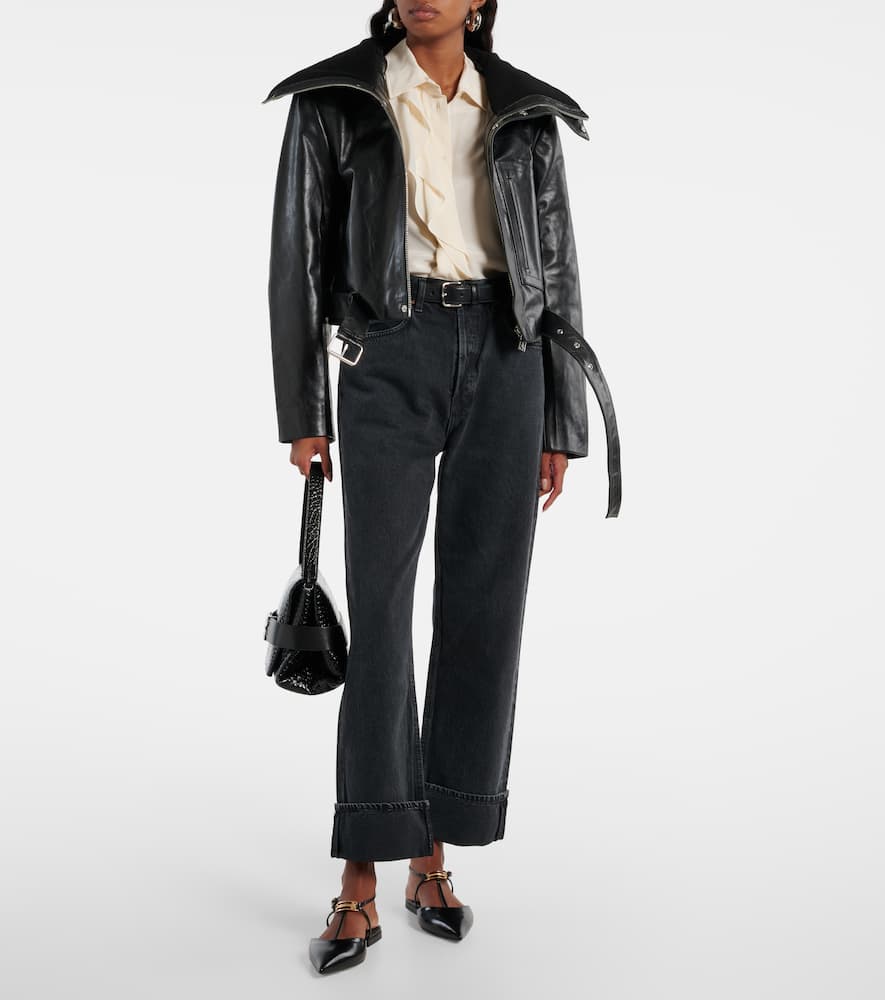 Agolde Fran Low Slung Straight Jeans In Black