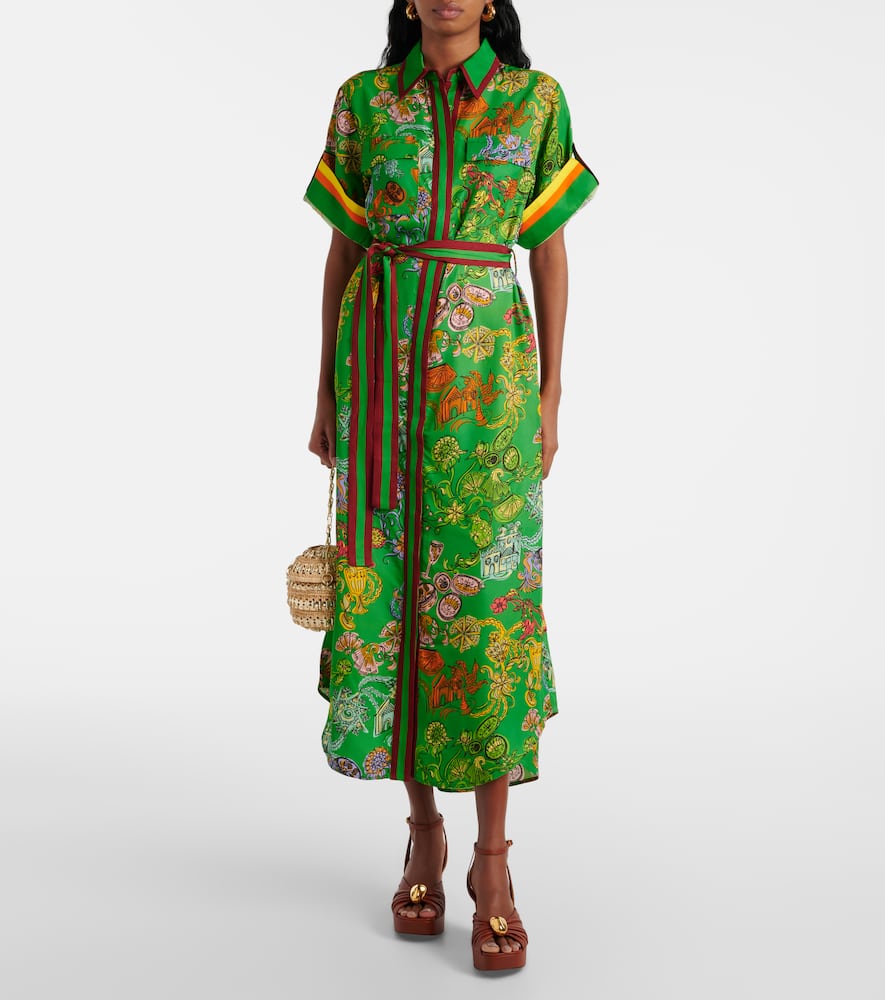 Alemais Fiesta Belted Midi Shirtdress In Green