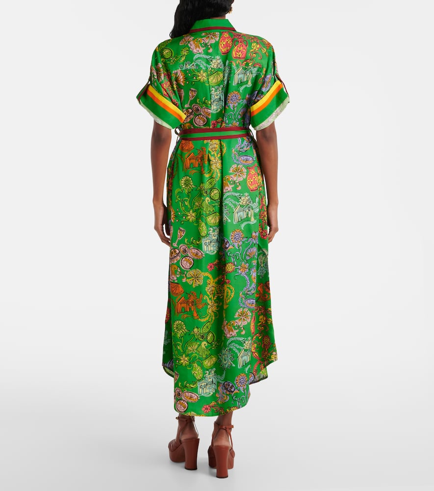 Alemais Fiesta Belted Midi Shirtdress In Green