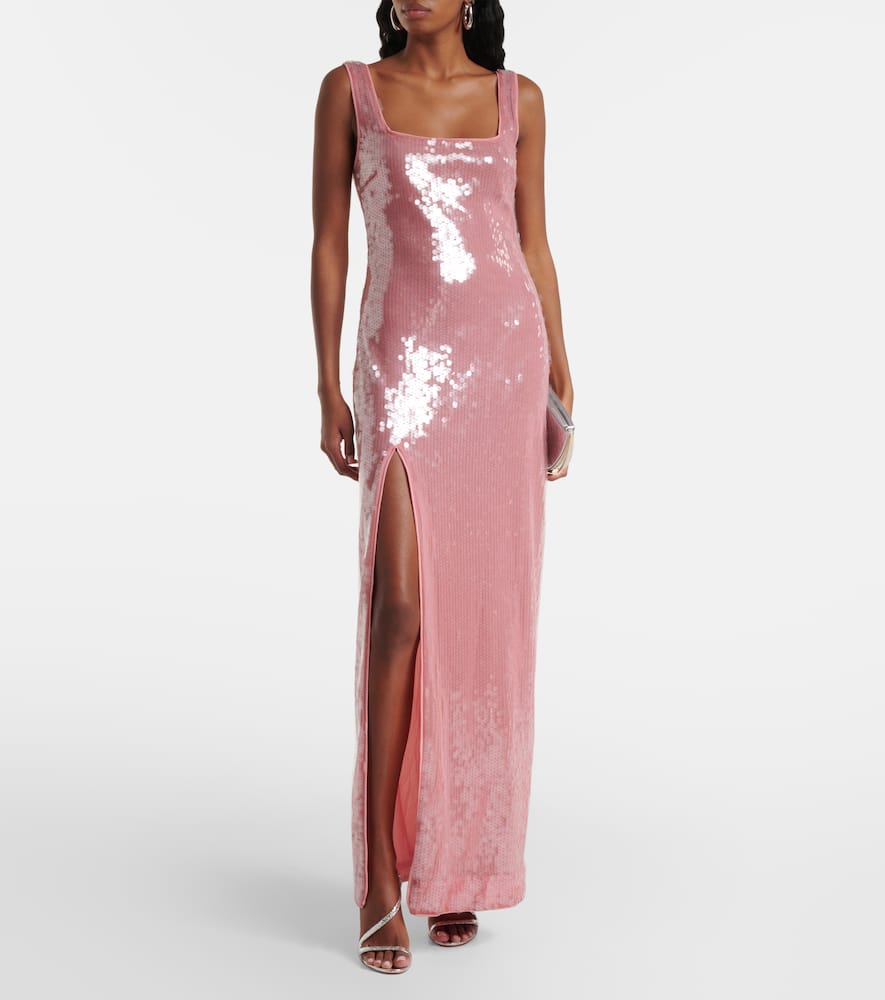 Staud Le Sable Sequined Maxi Dress In Sienna