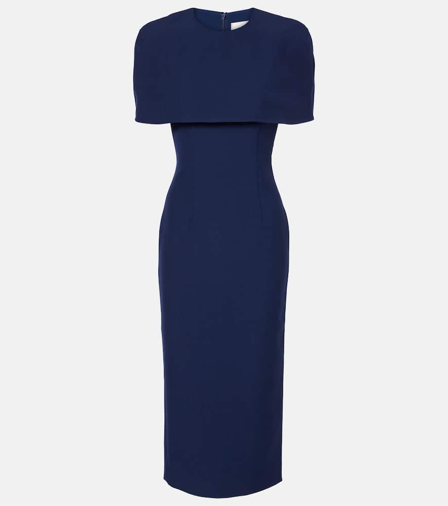 Roland Mouret Caped Crêpe Cocktail Dress In Blue