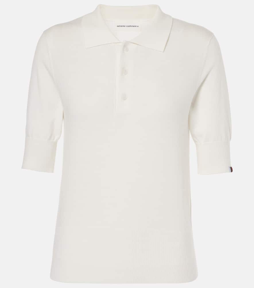 Knitted cotton and cashmere polo shirt