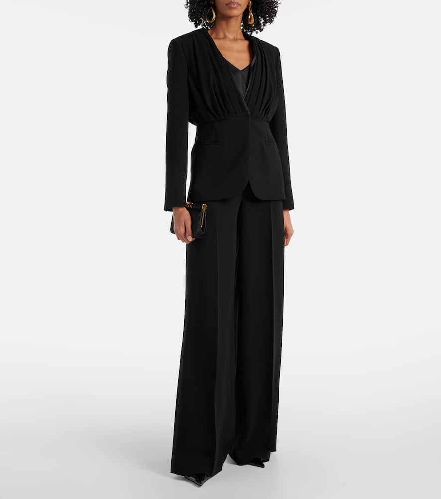 Max Mara Gradi Draped Crêpe Jacket In Black