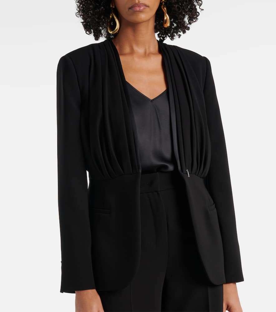 Max Mara Gradi Draped Crêpe Jacket In Black