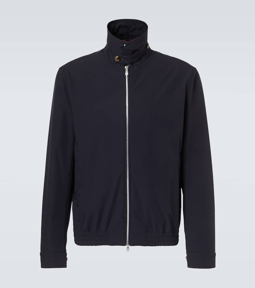 Brunello Cucinelli Blue Double Wool Flannel Bomber Jacket