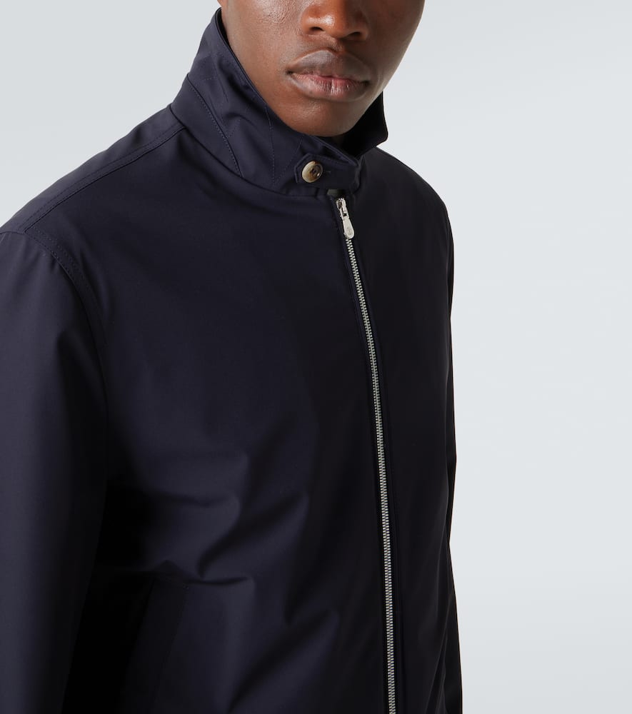 Brunello Cucinelli Blue Double Wool Flannel Bomber Jacket
