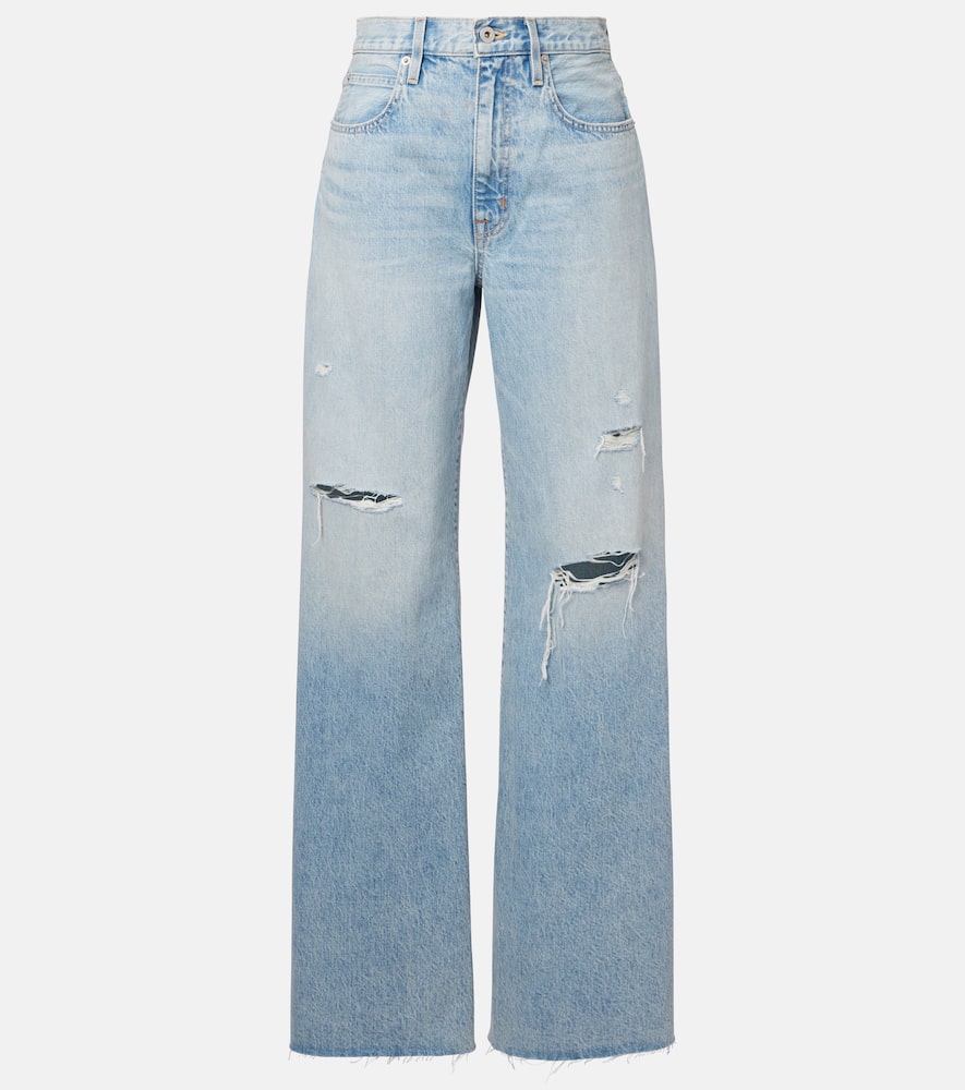 Slvrlake Nico Distressed Mid-rise Wide-leg Jeans In Blue