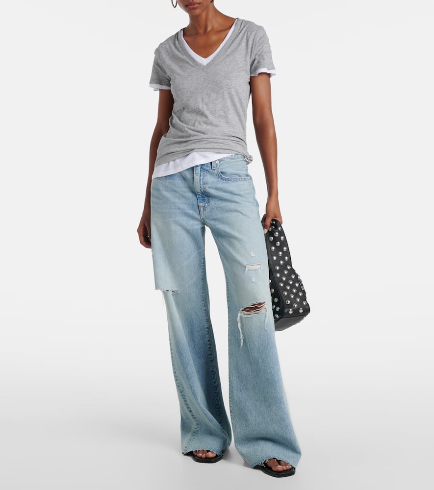 Slvrlake Nico Distressed Mid-rise Wide-leg Jeans In Blue