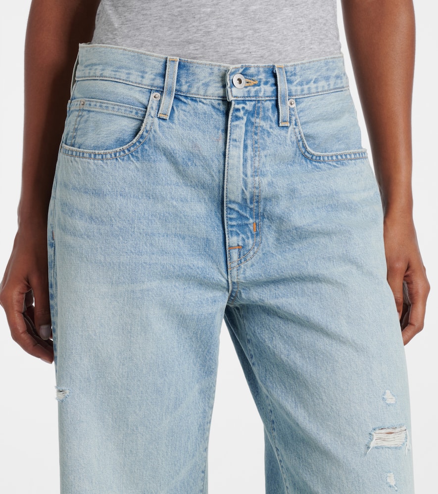 Slvrlake Nico Distressed Mid-rise Wide-leg Jeans In Blue