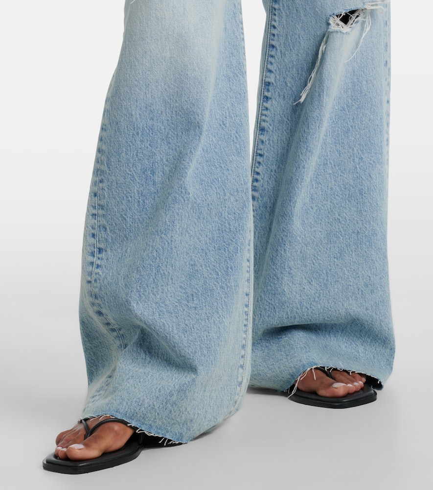 Slvrlake Nico Distressed Mid-rise Wide-leg Jeans In Blue