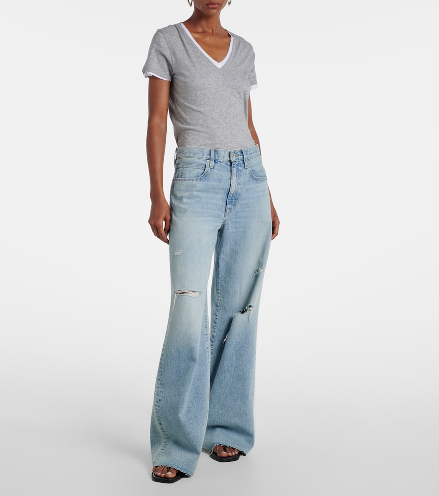 Slvrlake Nico Distressed Mid-rise Wide-leg Jeans In Blue