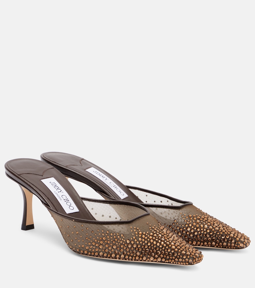 Jimmy Choo Vivi 65 crystal-embellished mesh mules - Women's Shoes