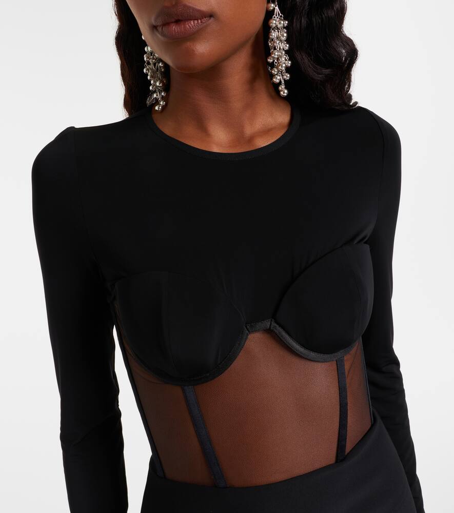 Nensi Dojaka Paneled Corset Dress In Black