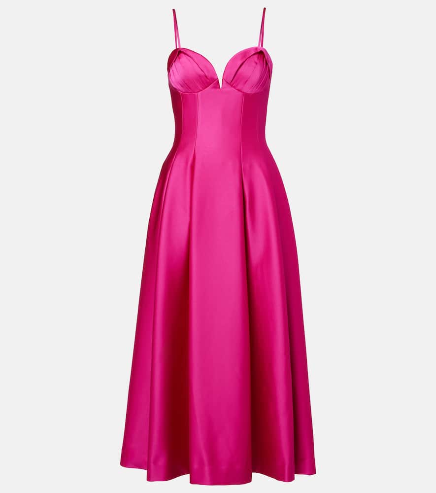 Saskia pleated satin maxi dress