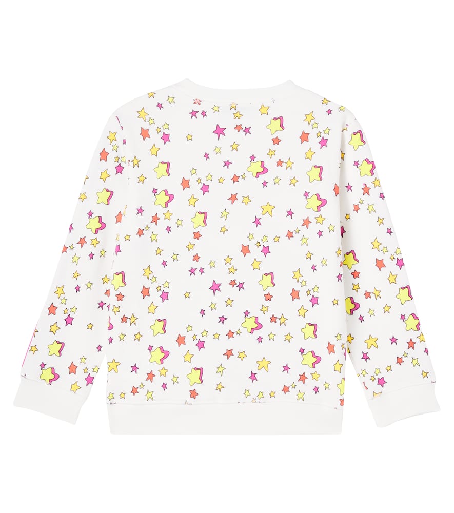 Stella Mccartney Fringed Printed Cotton Jersey Sweatshirt In Multi
