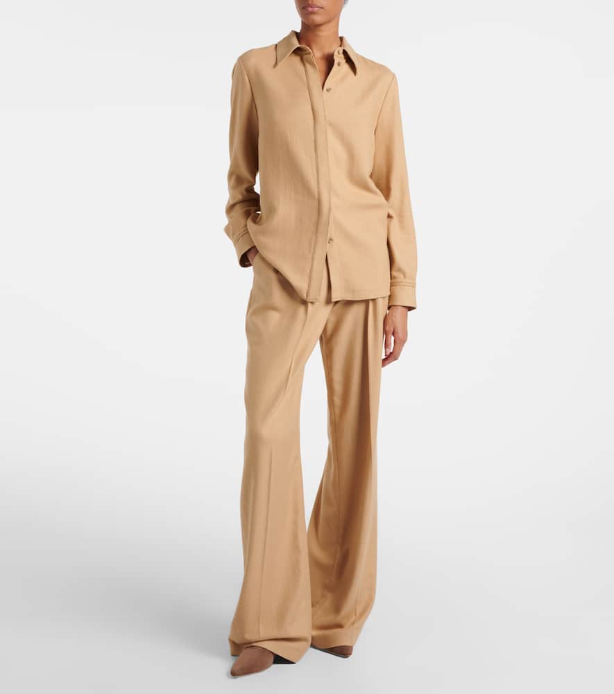 Gabriela Hearst Rhein High-rise Wool Flared Pants In Brown