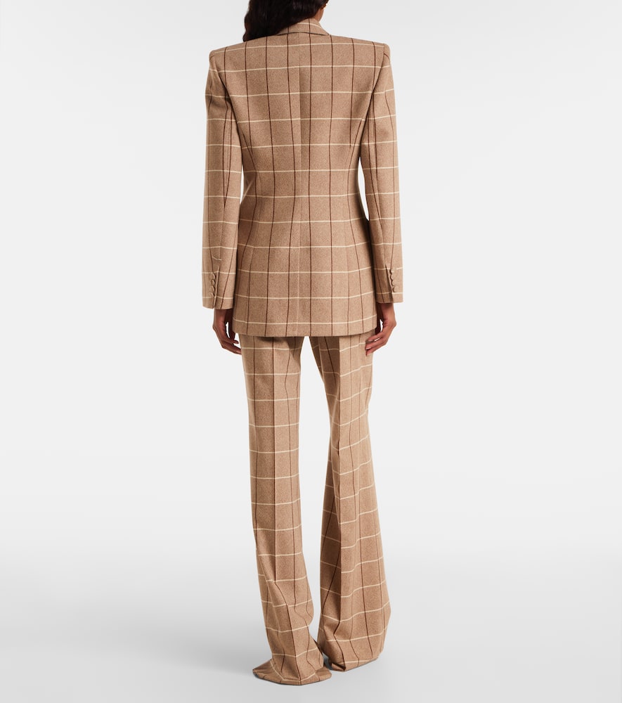 Valentino Checked Double-breasted Virgin Wool Blazer In Animal Print