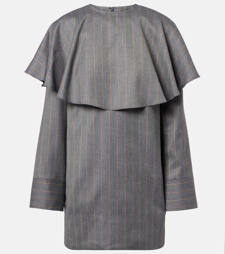 Ganni Pinstripe Minidress In Gray