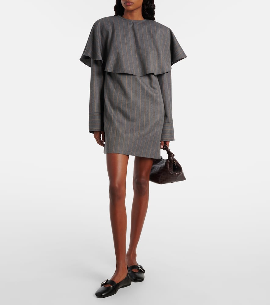 Ganni Pinstripe Minidress In Gray