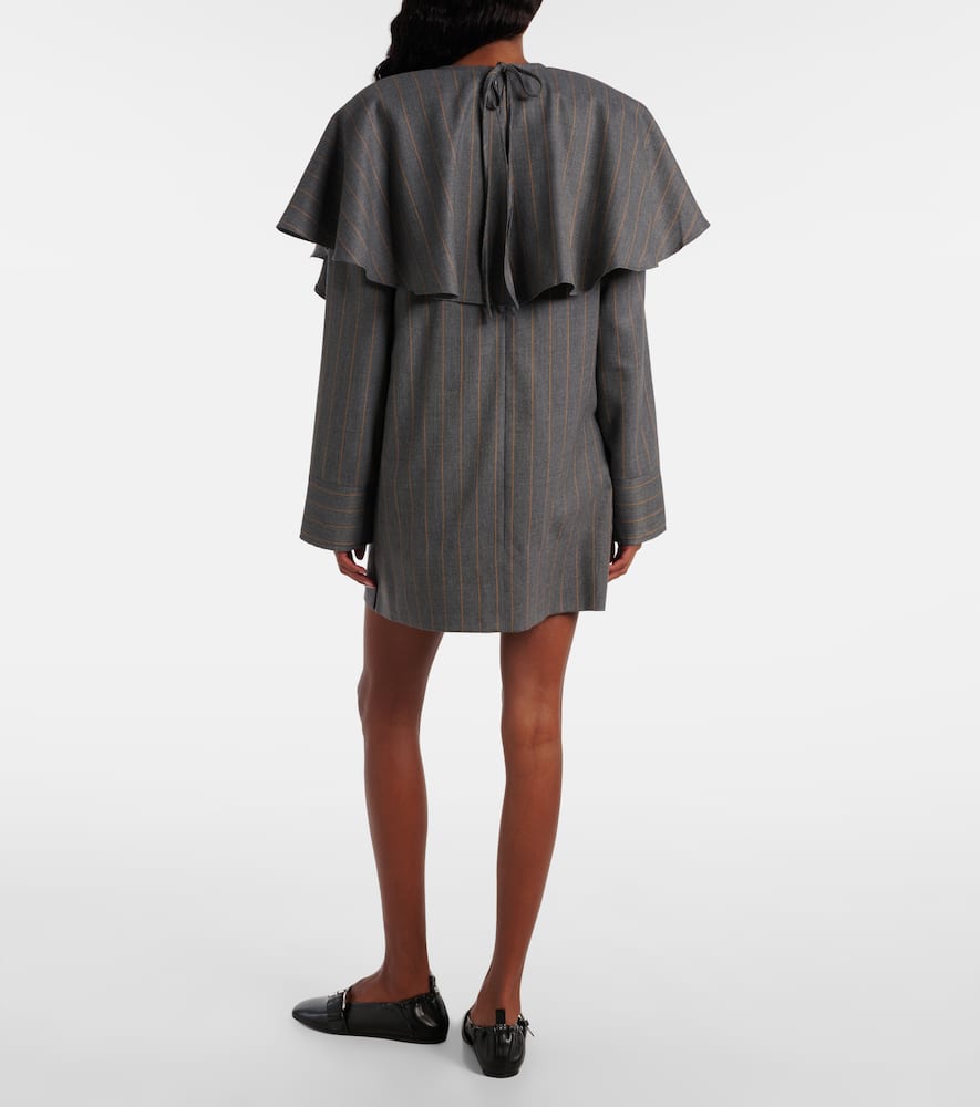 Ganni Pinstripe Minidress In Gray