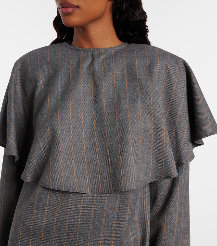 Ganni Pinstripe Minidress In Gray
