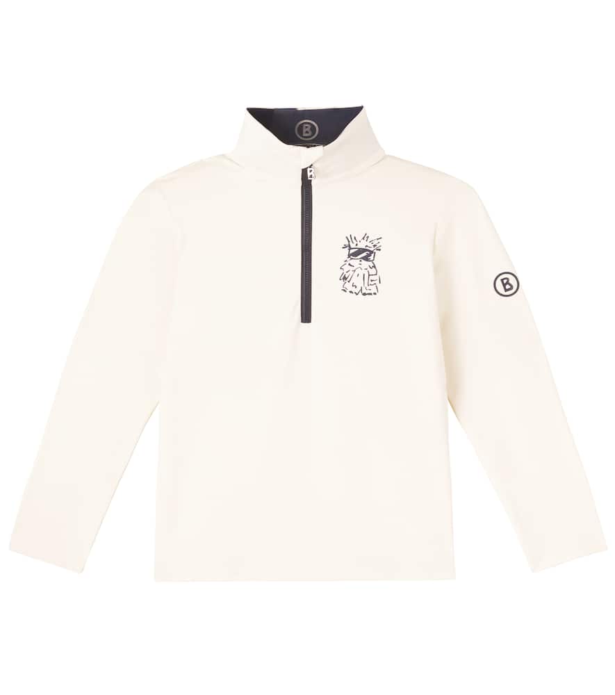 Bogner Kids' Benno Printed Half-zip Technical Top In White