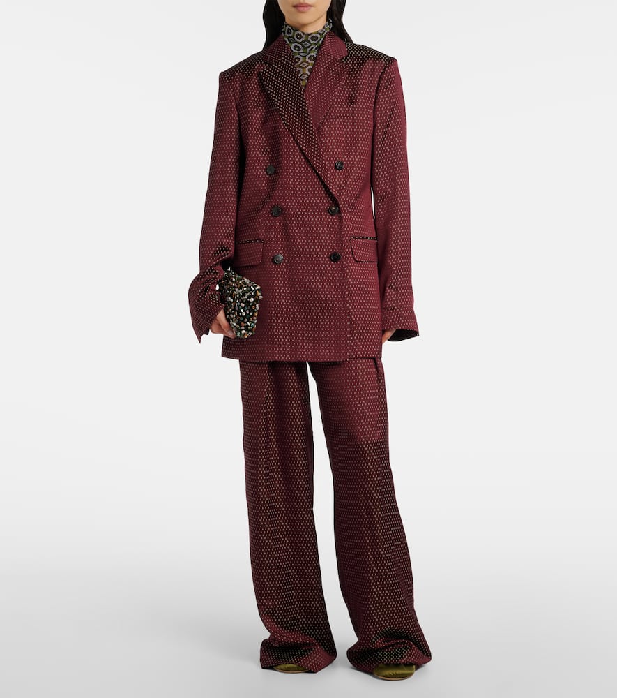 Dries Van Noten Belted High-rise Wide-leg Pants In Burgundy
