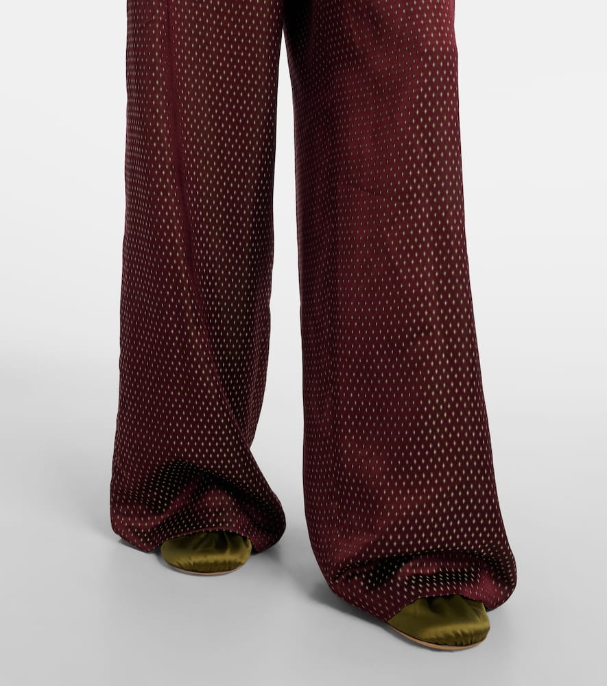 Dries Van Noten Belted High-rise Wide-leg Pants In Burgundy