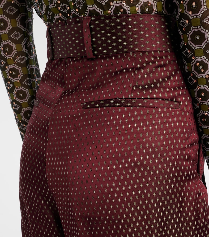 Dries Van Noten Belted High-rise Wide-leg Pants In Burgundy