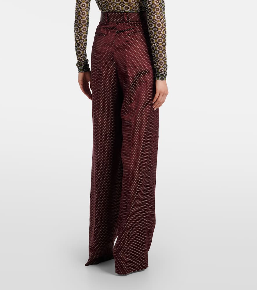 Dries Van Noten Belted High-rise Wide-leg Pants In Burgundy