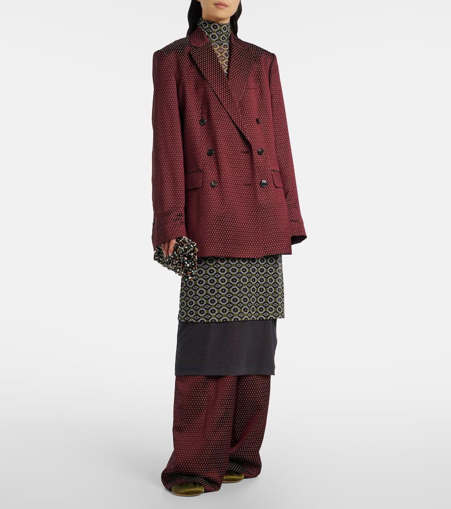 Dries Van Noten Belted High-rise Wide-leg Pants In Burgundy