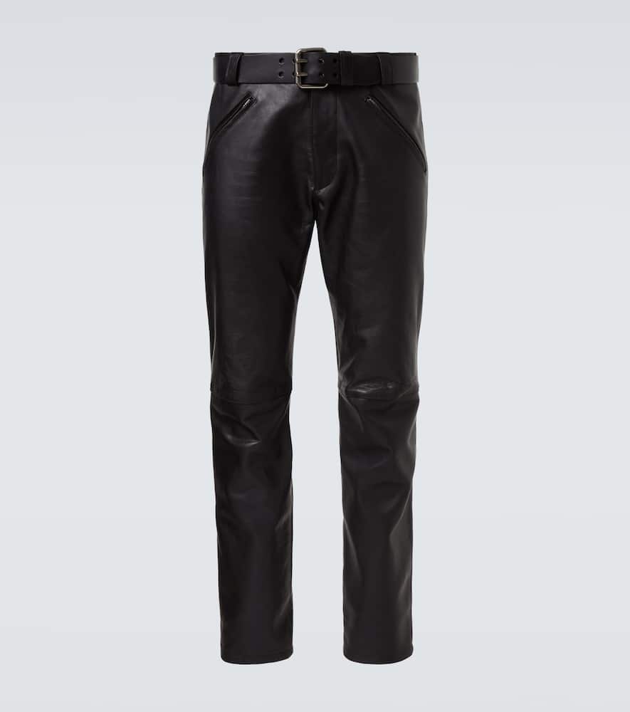 Leather straight pants
