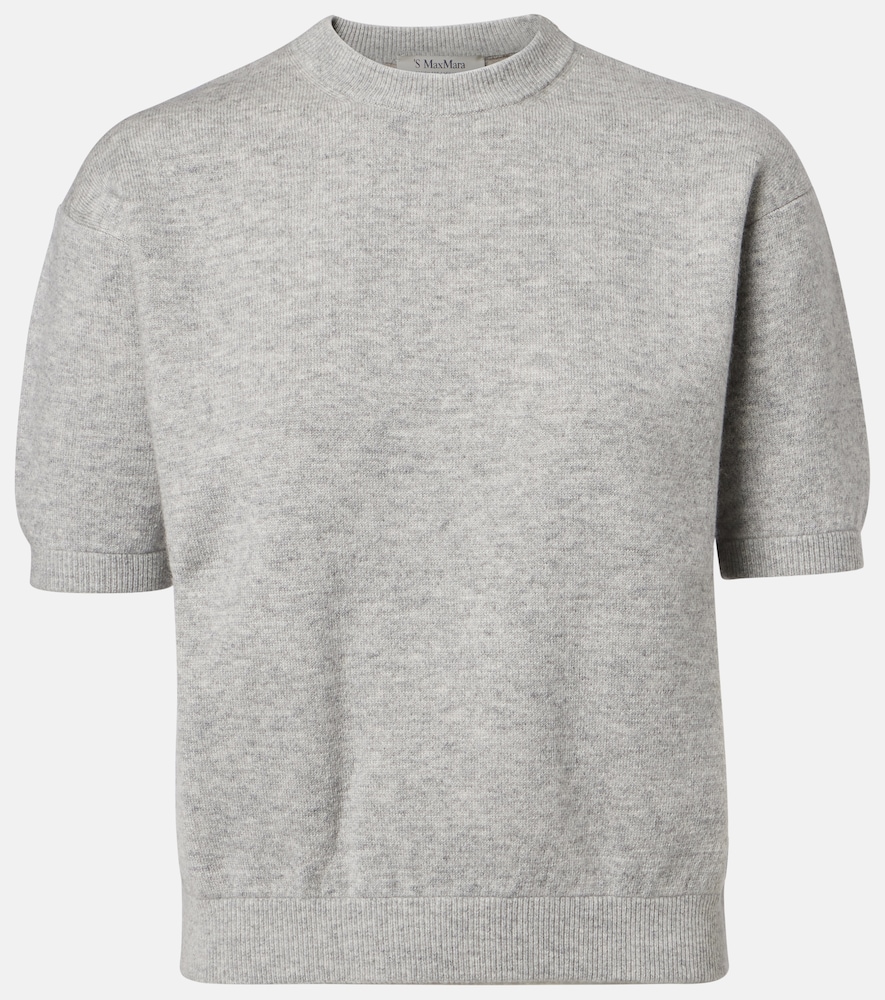 's Max Mara Knitted Wool And Cashmere-blend T-shirt In Gray