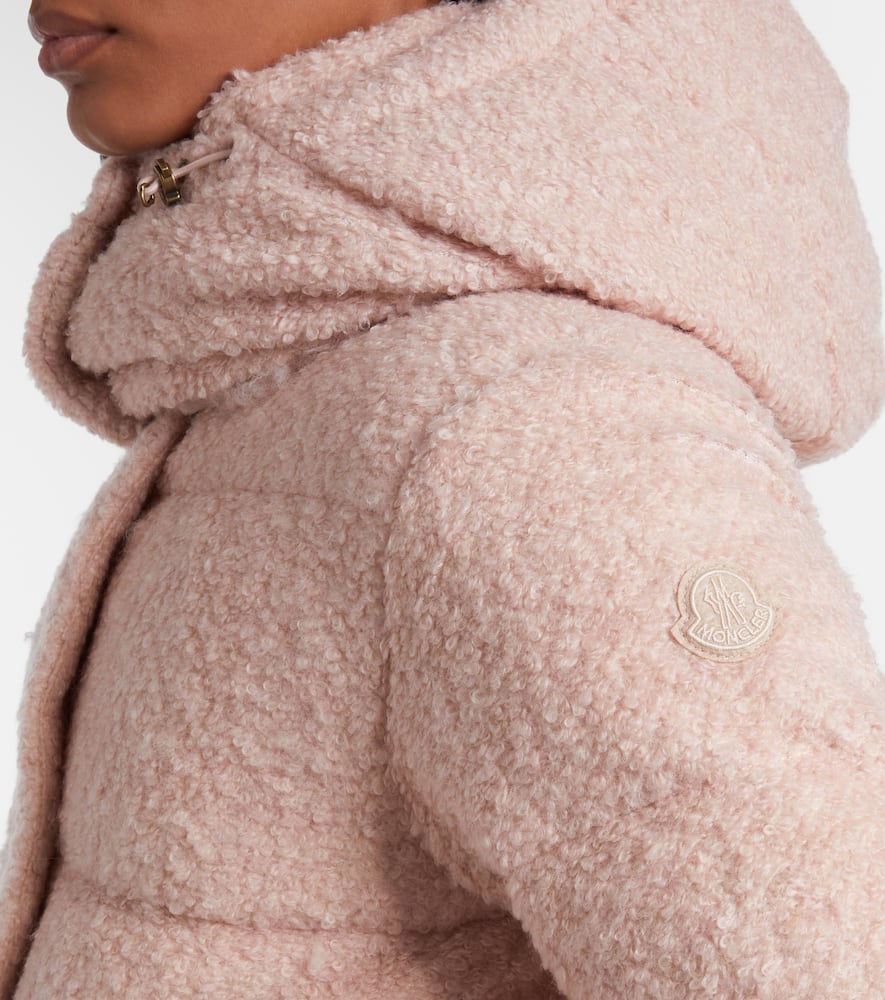Moncler Virieu Hooded Bouclé Down Jacket In Pink