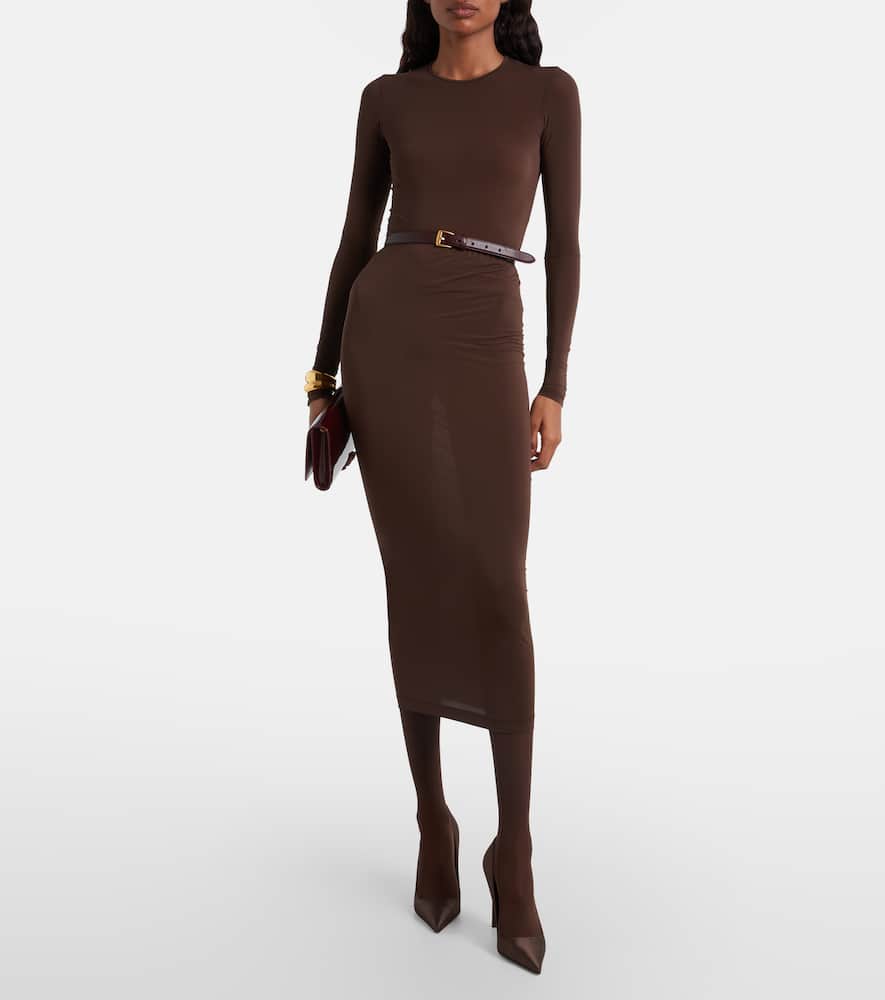 Wardrobe.nyc Sheer Midi Skirt In Brown